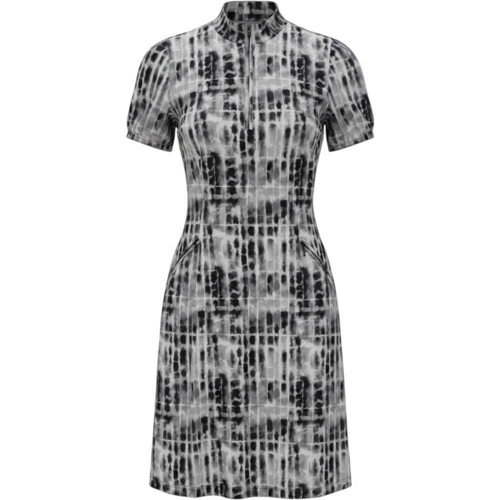 IBKUL Womens Black White Tie Dye Golf Dress UPF 50+ Quarter Zip‎ athletic